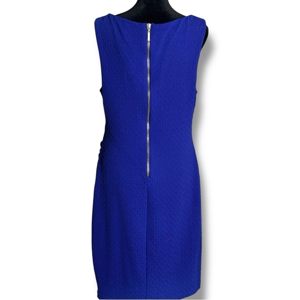 Bisou Bisou Asymmetrical Side Rouching Sleeveless Boat NeckRoyal Blue Mini Dress - Picture 6 of 16